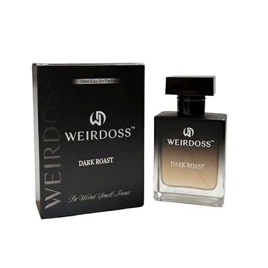 Weirdoss Dark Roast perfume bottle and packaging on a white background