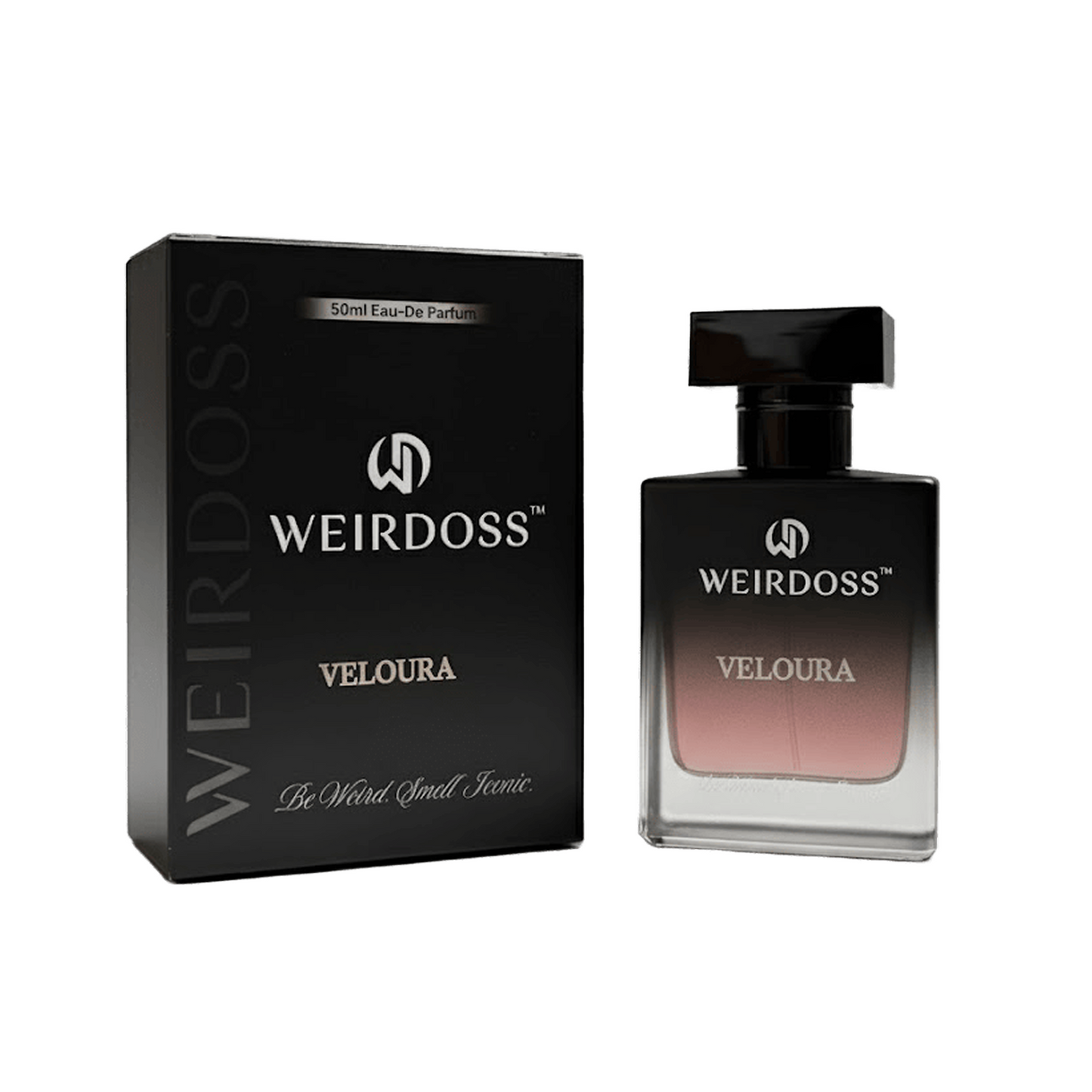 WEIRDOSS Veloura perfume bottle and packaging on a white background