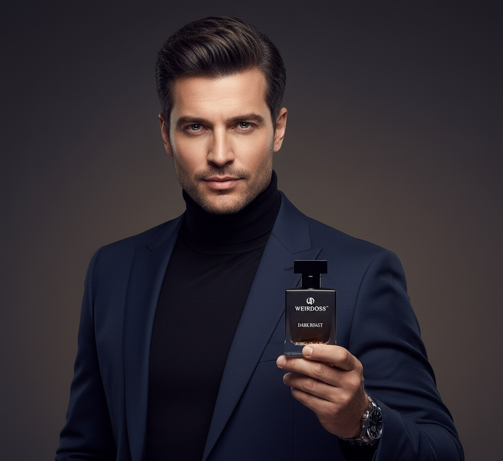 Men holding weirdoss perfume bottle