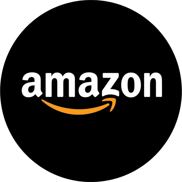 Amazon logo on a black background