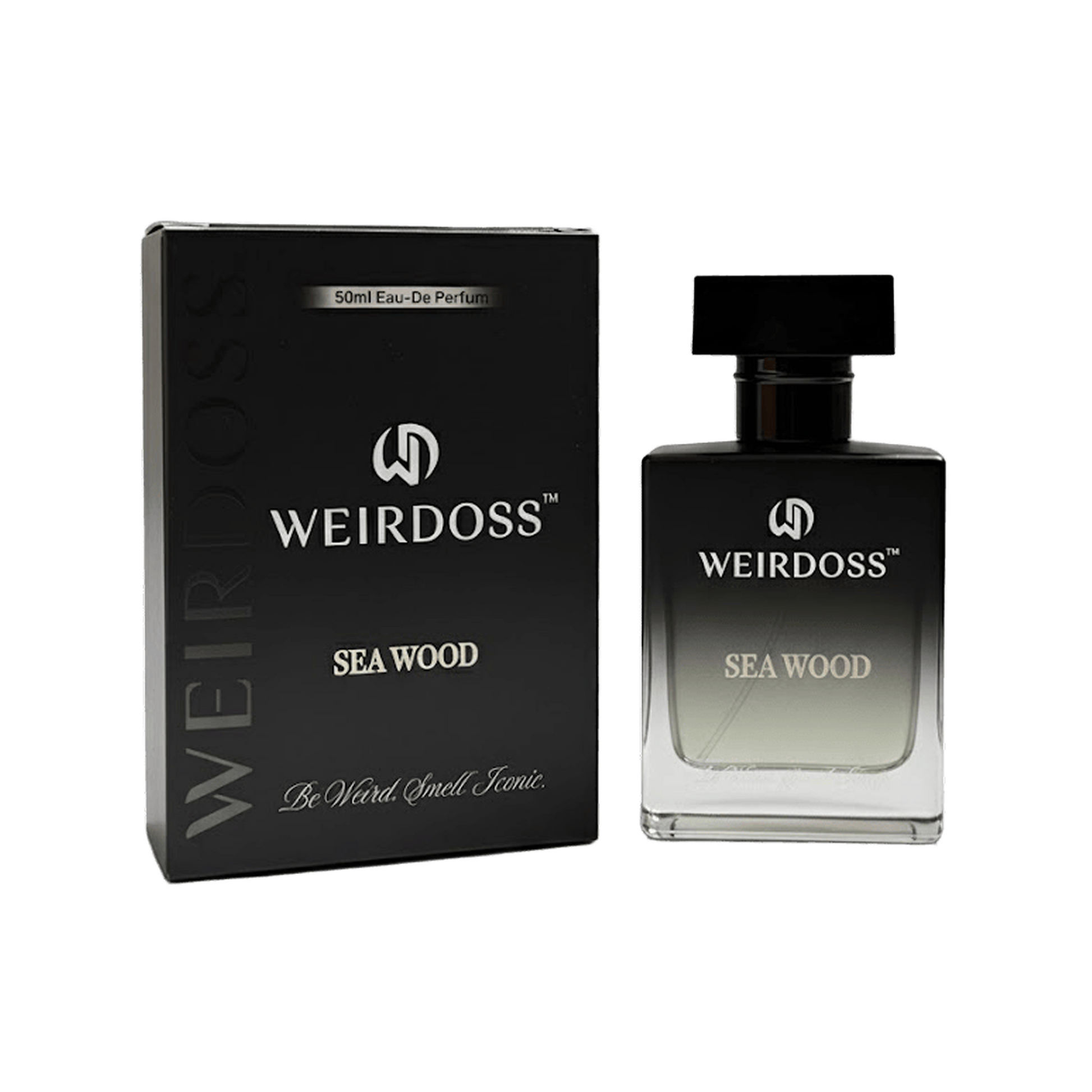 WEIRDOSS Sea Wood perfume bottle and packaging on a white background