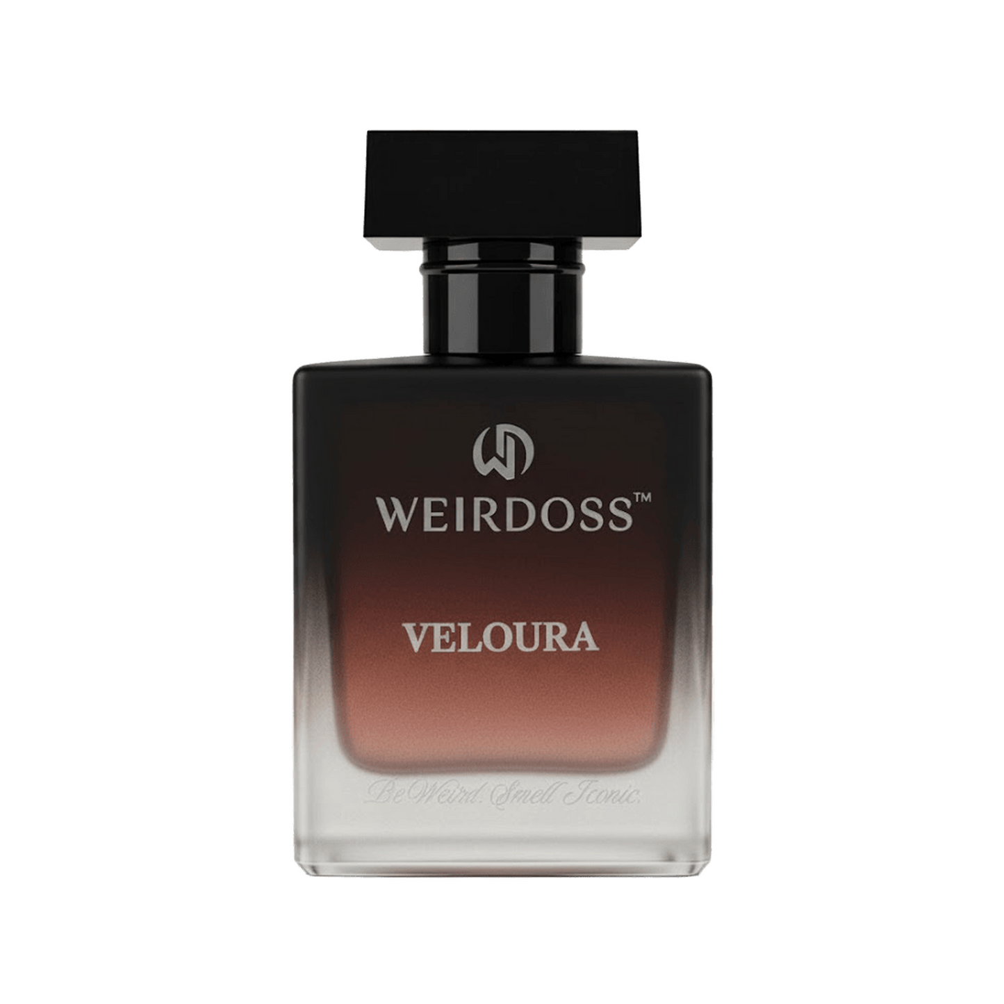 Perfume bottle labeled 'Weirdoss Veloura' on a white background